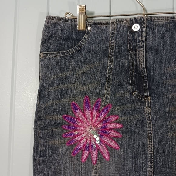 Y2K Versace jeans couture embroidered jeans skirt - Picture 3 of 10